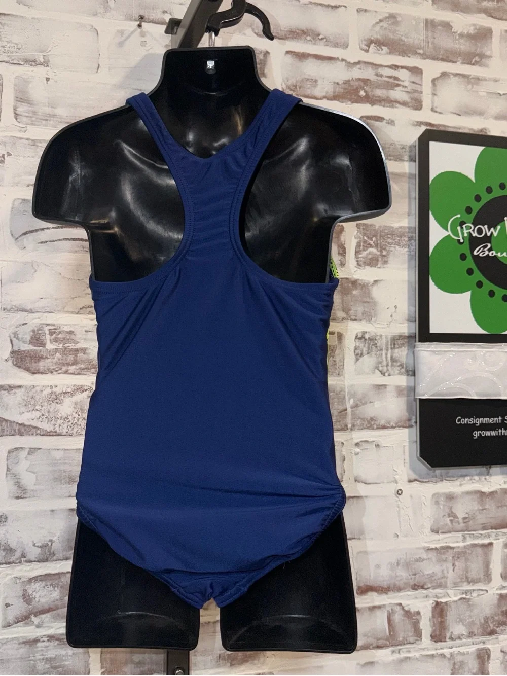 Speedo Girls Navy Blue, Hot Pink & Neon Yellow One-Piece Swimsuit XS 5/6